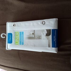 White Shower Curtain Liner with Grommets